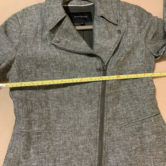 Banana Republic Linen/Rayon-Viscose Asymmetrical Zip Moto Jacket, size 0 - Picture 7 of 13